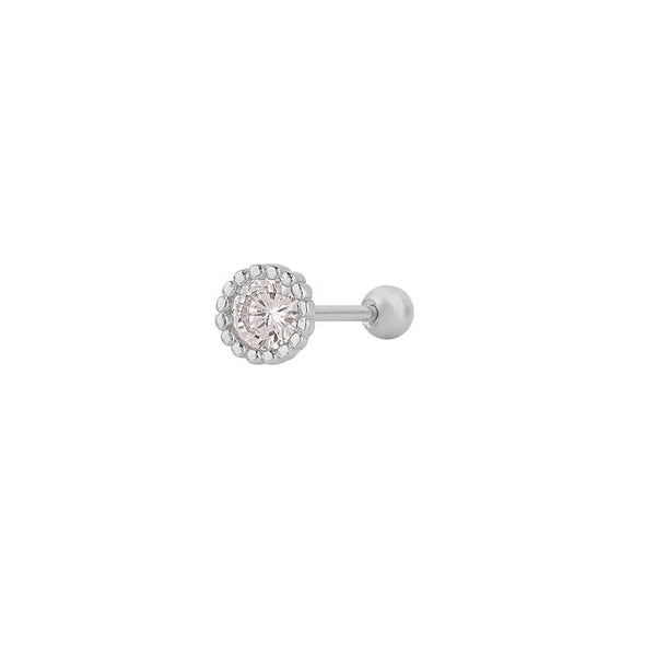Kenarları Top Yuvarlak Taşlı Tragus Küpe
