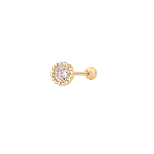 Kenarları Top Yuvarlak Taşlı Tragus Küpe
